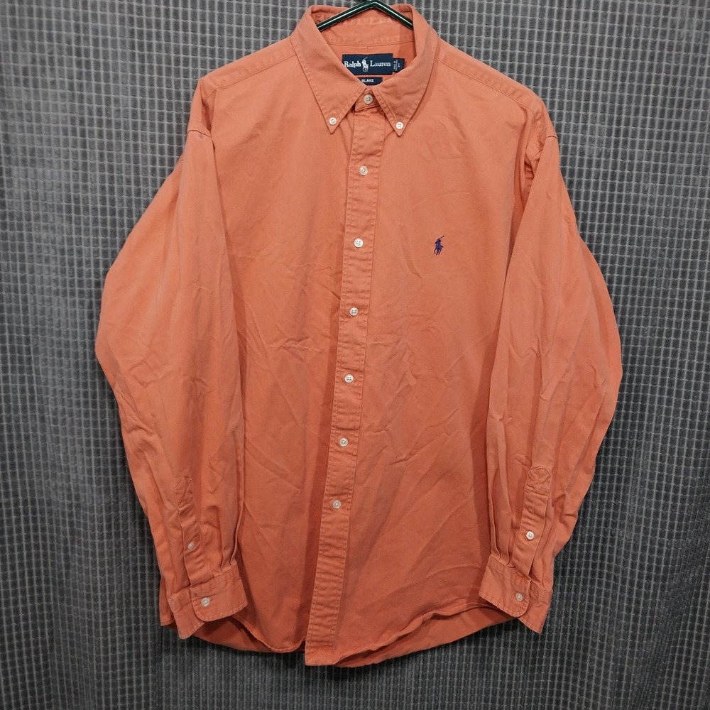 Ralph Lauren Button Down Shirt Mens Blake Twill L Orange